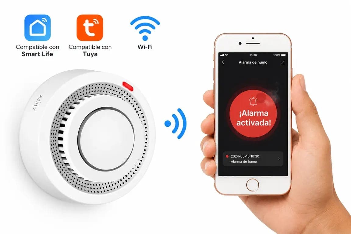 Detector de Humo Wi-Fi Drakar Smart con Alarma de 80 dB