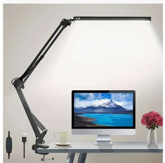 Lámpara de Escritorio LED con Brazo Articulado y Abrazadera